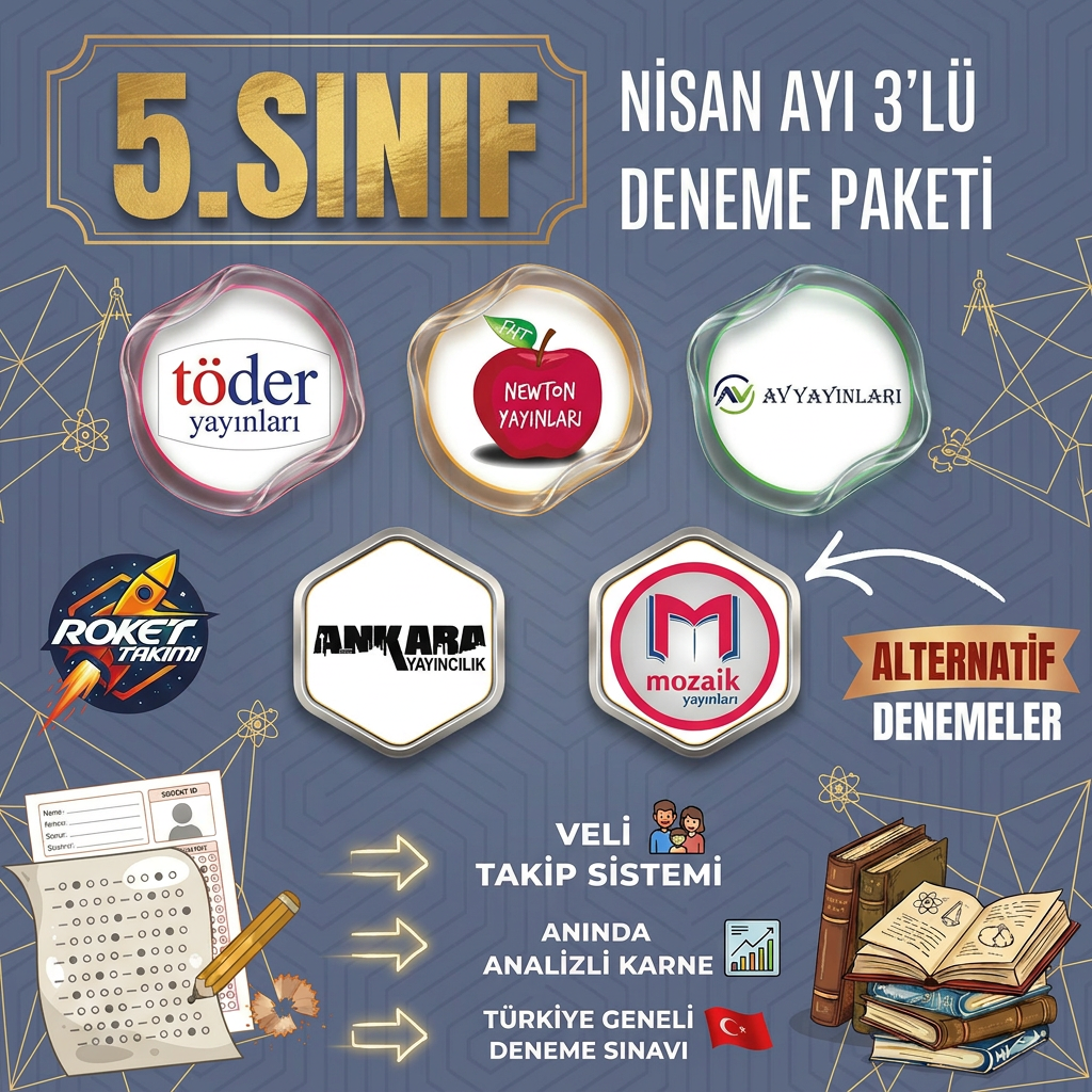 5.SINIF NİSAN AYI DENEME PAKETİ 3 LÜ