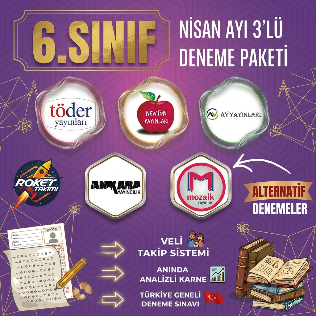 6.SINIF NİSAN AYI DENEME PAKETİ 3 LÜ