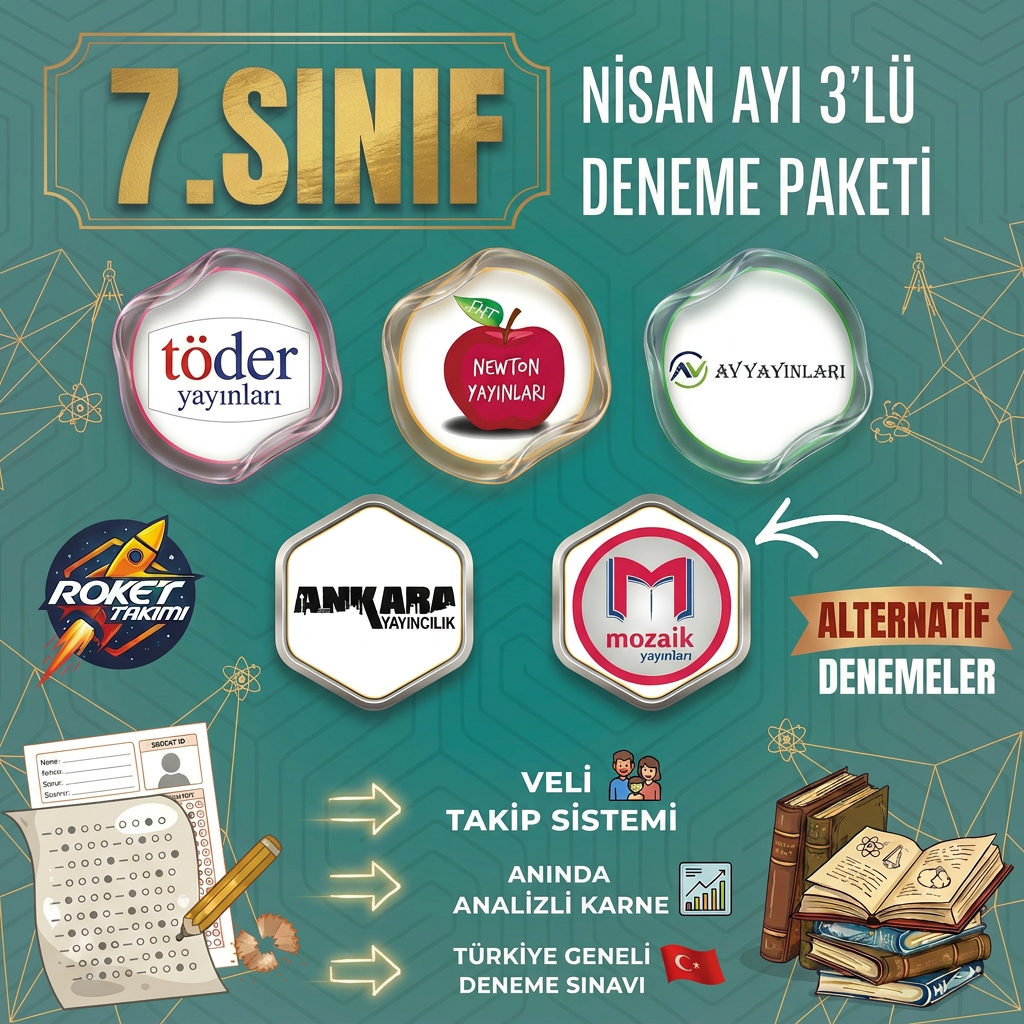 7.SINIF NİSAN AYI DENEME PAKETİ 3 LÜ