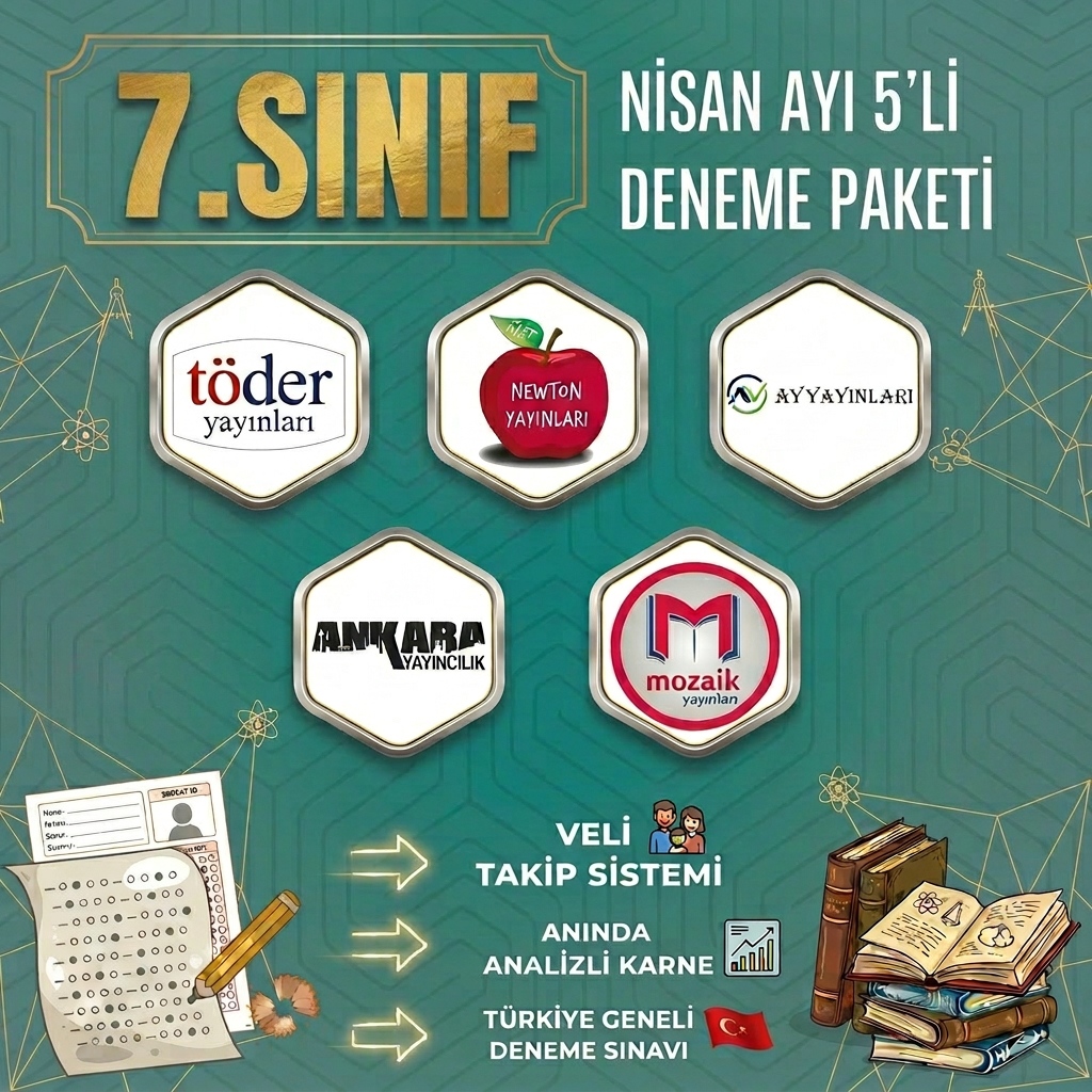 7.SINIF NİSAN AYI DENEME PAKETİ 5 Lİ