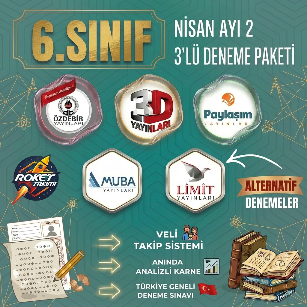 6.SINIF NİSAN AYI 2. DENEME PAKETİ 3 LÜ