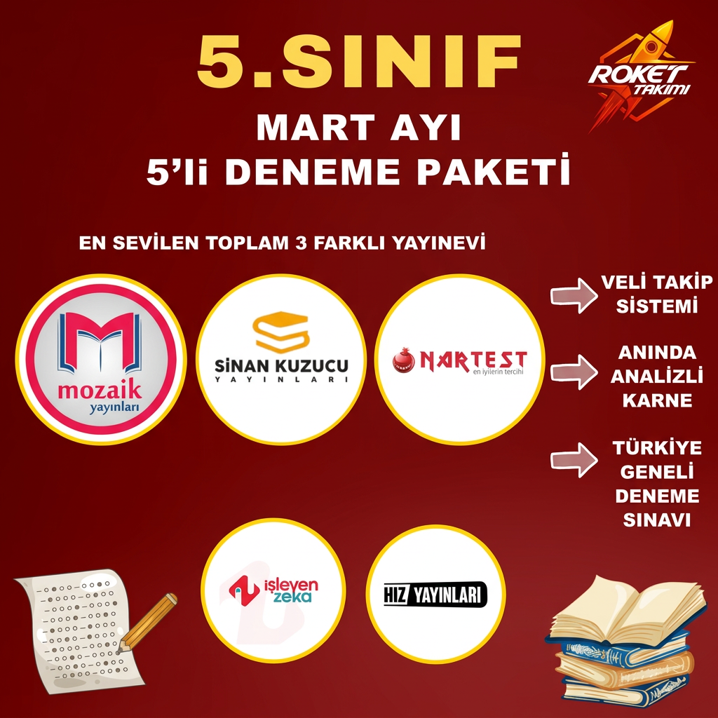 5.SINIF MART AYI  DENEME PAKETİ 5 Lİ