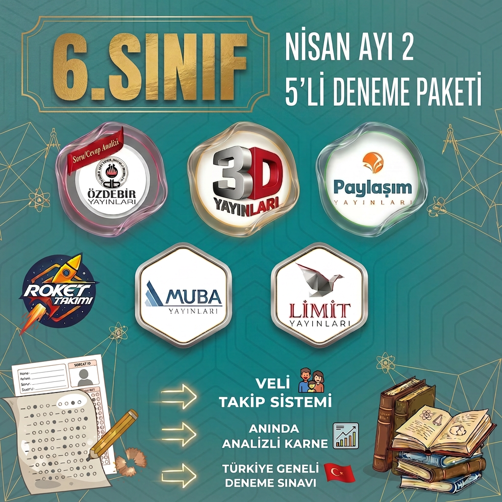 6.SINIF NİSAN AYI 2. DENEME PAKETİ 5 Lİ
